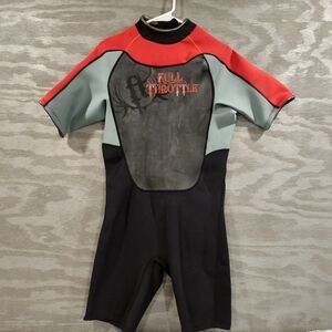 Full Throttle Shorty Wetsuit Unisex Adult SZ Large Red Black Gray Comfort